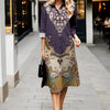 Timeless Bloom Collared Dress with 3D Floral Print