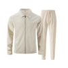 Textured waffle knit coordinated outfit with functional zip collar and relaxed fit trousers