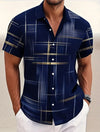 Versatile short sleeve shirt showcasing bold geometric grid design for year-round styling