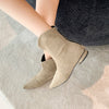 Chic women's ankle boots with low heel, flannel upper, zipper closure, perfect for spring and autumn fashion.