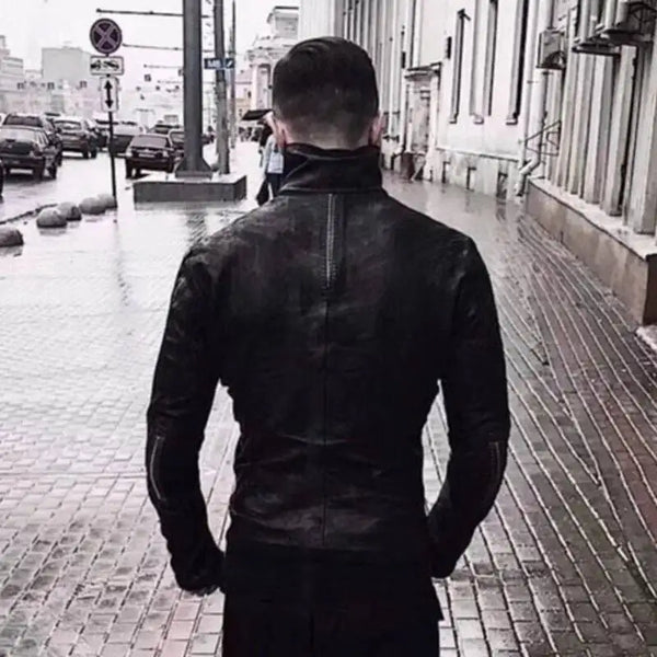 Durable polyester lining of HKSH handmade leather jacket, ensuring comfort and style.