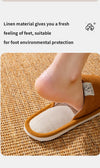 Side profile of lightweight breathable slippers with flat heel design