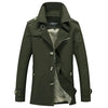 Sleek Men's Casual Business Trench Coat in polyester, featuring a turn-down collar and single-breasted closure for stylish ou