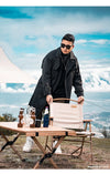 Men's casual trench coat in plus sizes, single-breasted, medium length, stylish outerwear for autumn and winter.