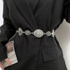 Chic women's decorative metal waist chain belt, stylish retro design, perfect for dresses and jeans, durable and adjustable.