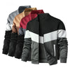 Men's Trendy Color Block Bomber Jacket in US sizes, stylish zip-up design, perfect for all-season casual wear and outdoor act