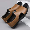 Men's summer footwear featuring premium leather and slip-on convenience