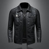 Men's Slim Fit PU Leather Moto Jacket with zipper closure, waterproof, wind-resistant, perfect for casual and motorcycle ride