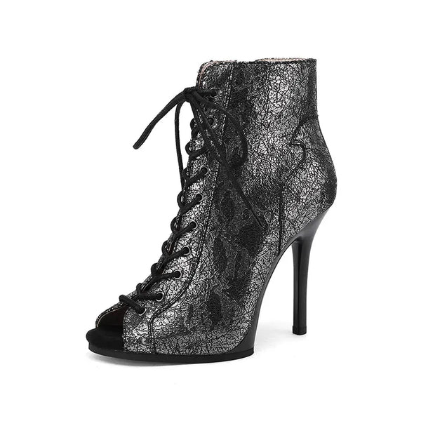 Snake-print boots with super high heel for dance floor confidence