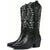 Embroidered leather boots with square heel styled with autumn outfit for festival or brunch wear