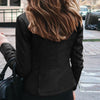 Chic slim fit faux leather moto jacket for women, perfect for autumn and winter, featuring a stylish zipper closure.