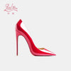 Black pointed-toe party shoes with super high heel and leather insole