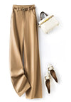 Elegant wide-leg work trousers for women in cotton blend, high waist, perfect for office wear and business casual outfits.