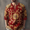 Men's mandarin collar henley with modern geometric pattern