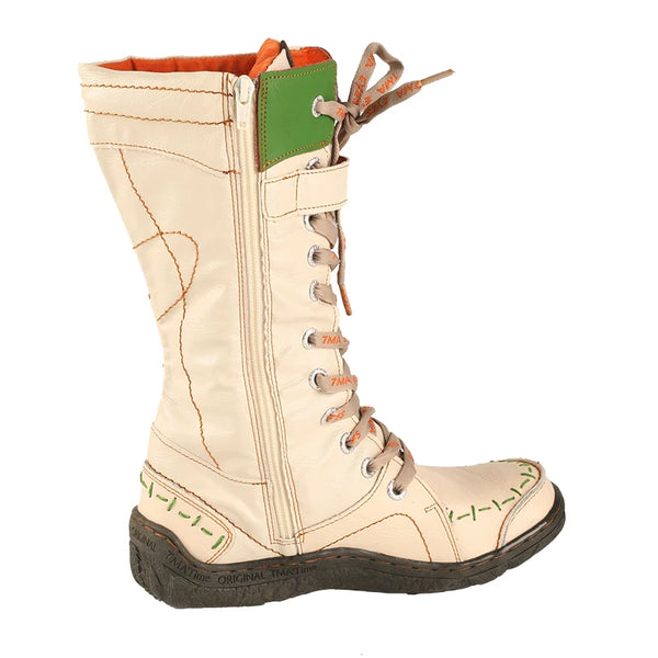 Artisan crafted winter boots featuring lace-up front and side zipper detail