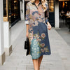 Timeless Bloom Collared Dress with 3D Floral Print