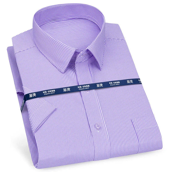 Men's anti-wrinkle plaid shirt with comfortable short sleeves
