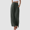 Flowing wide-leg pants with straps in lightweight cotton-linen for warm weather styling