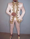 Italian Style Slim Fit Men's Wedding Suit Set with jacket, pants, and belt, perfect for weddings and formal events.