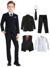Boys' colorful 5-piece formal slim fit suit set with vibrant colors and notched lapel.