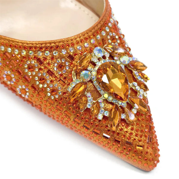 Women's formal high heel sandals featuring genuine crystal bling detailing