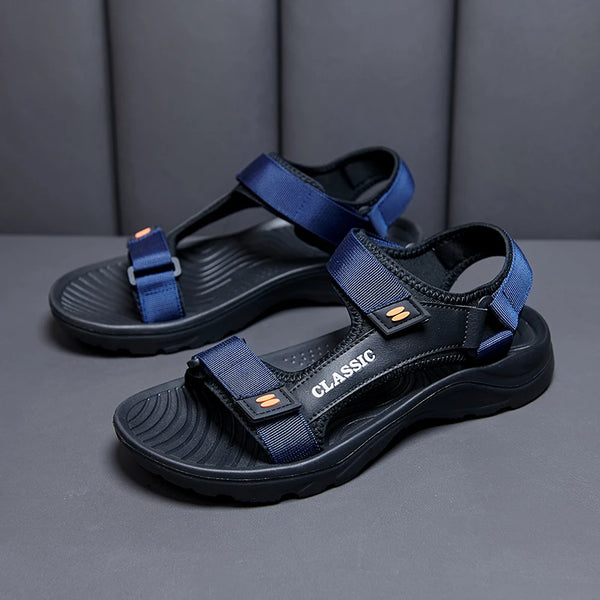 Supportive casual footwear with hook and loop straps and EVA cushioning