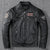 Men's slim fit leather motorcycle jacket in premium cow leather with stand collar and zip closure, perfect for spring and aut