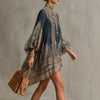 Vintage-inspired puff sleeve dress with delicate tatting and flowing silhouette