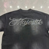 Sleeveless cotton tee with dimensional rhinestone lettering for urban wear