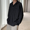 Men's Hollow Out Mesh Long-Sleeve Shirt in Black and Apricot, tailored fit, breathable polyester, stylish and versatile desig