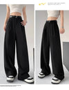 Chic high waist wide leg trousers with stylish belt, perfect for office and casual wear in breathable polyester fabric.