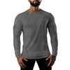 Men's long sleeve cotton tee in black, featuring moisture-wicking technology for comfort and breathability in casual wear.