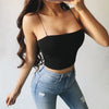 Fashion-forward cropped cotton tank with shape-retaining stretch fabric