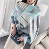 Versatile Cozy Cashmere Embrace scarf wrapped around shoulders.