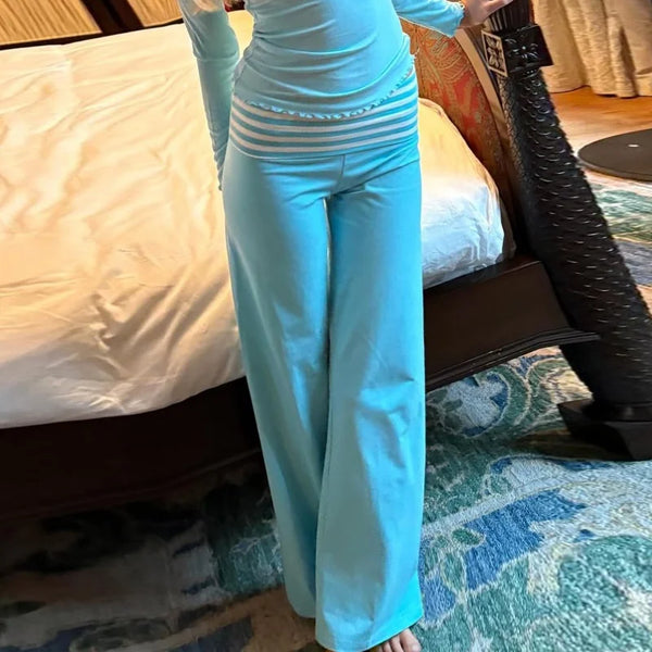 Relaxed fit striped lounge pants in breathable polyester fabric