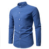 Modern men's cotton casual shirt with stand collar design for smart-casual occasions