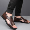 Flat leather sandals for men with cushioned footbed and stable sole