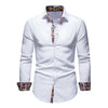 Classic men's white long sleeve polo shirt with stand collar, single-breasted closure, perfect for business casual and all se