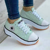 Versatile white platform sneakers with mixed-color accents for spring and fall