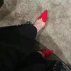 Women's transparent high heel pumps with sleek pointed toe design