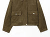 Faux leather bomber jacket with functional pockets and contemporary relaxed silhouette