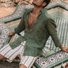 Relaxed fit men's linen shirt with turn-down collar perfect for warm weather and casual spring outings