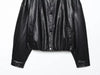 Chic faux leather bomber jacket for women, perfect for autumn layering and stylish casual wear with turtleneck collar.