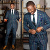 Elegant plaid men's suit 2-piece set in premium polyester for weddings and events.