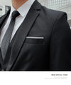 Elegant men's 3-piece suit set including blazer, vest, and pants, perfect for business and weddings in slim fit design.