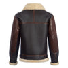 Stylish men's shearling bomber jacket showcasing turn-down collar.