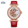 Durable stainless steel case of the watch with a radiant mother of pearl finish.