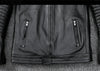 Men's slim fit leather motorcycle jacket in premium cow leather with stand collar and zip closure, perfect for casual wear.