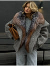 Oversized plush jacket showing freedom of movement and layering space