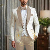 Luxury Men's Wedding Suit Set featuring an ivory blazer and burgundy pants, perfect for weddings and formal events.